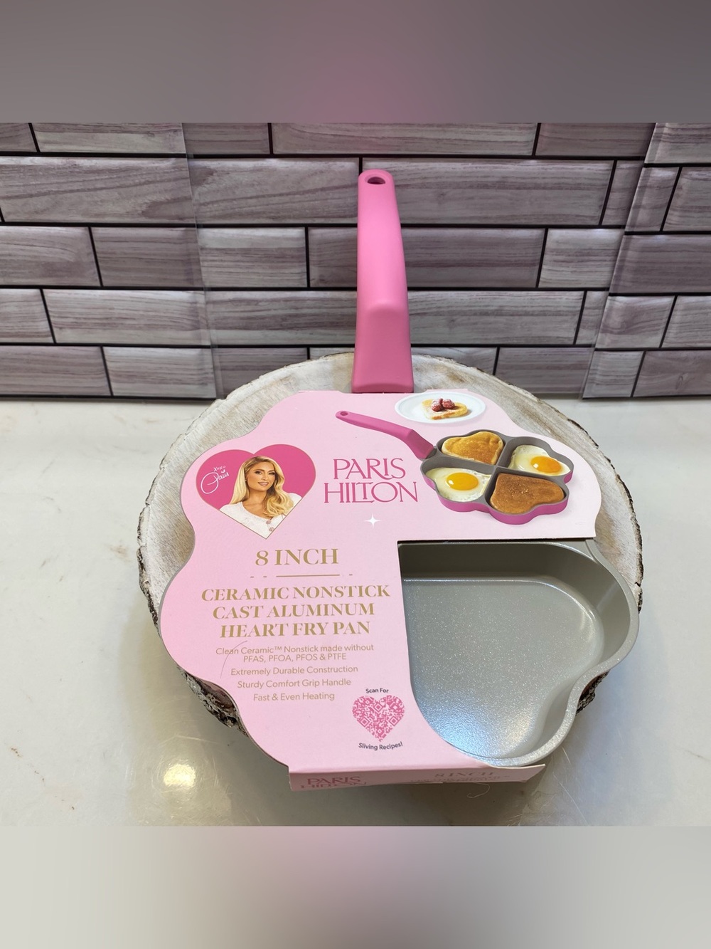 Paris Hilton ❤️8in Pink Heart Non stick Fry  Pan PFAS Free NWT
